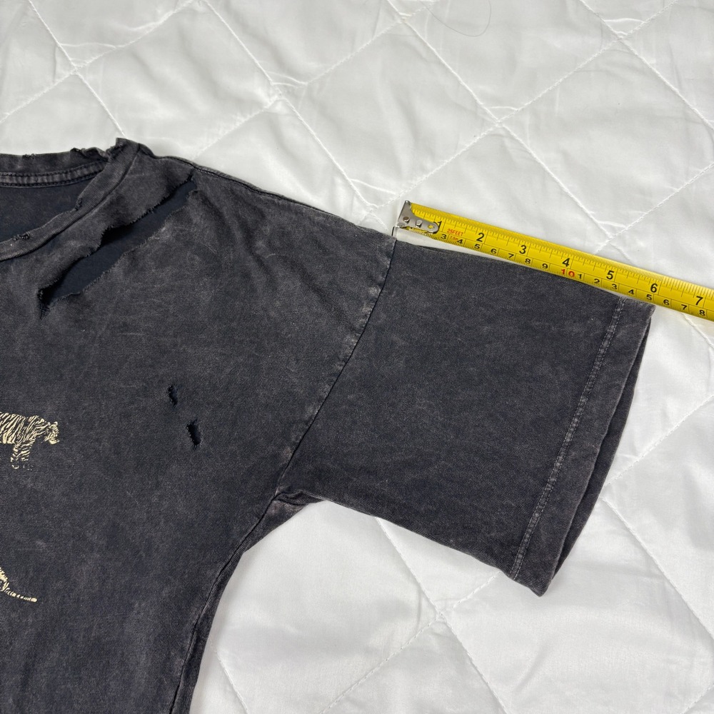 Vintage Canvas Distressed Tiger Graphic Tee Small Acid Wash Grunge‎ Goth - Picture 11 of 11